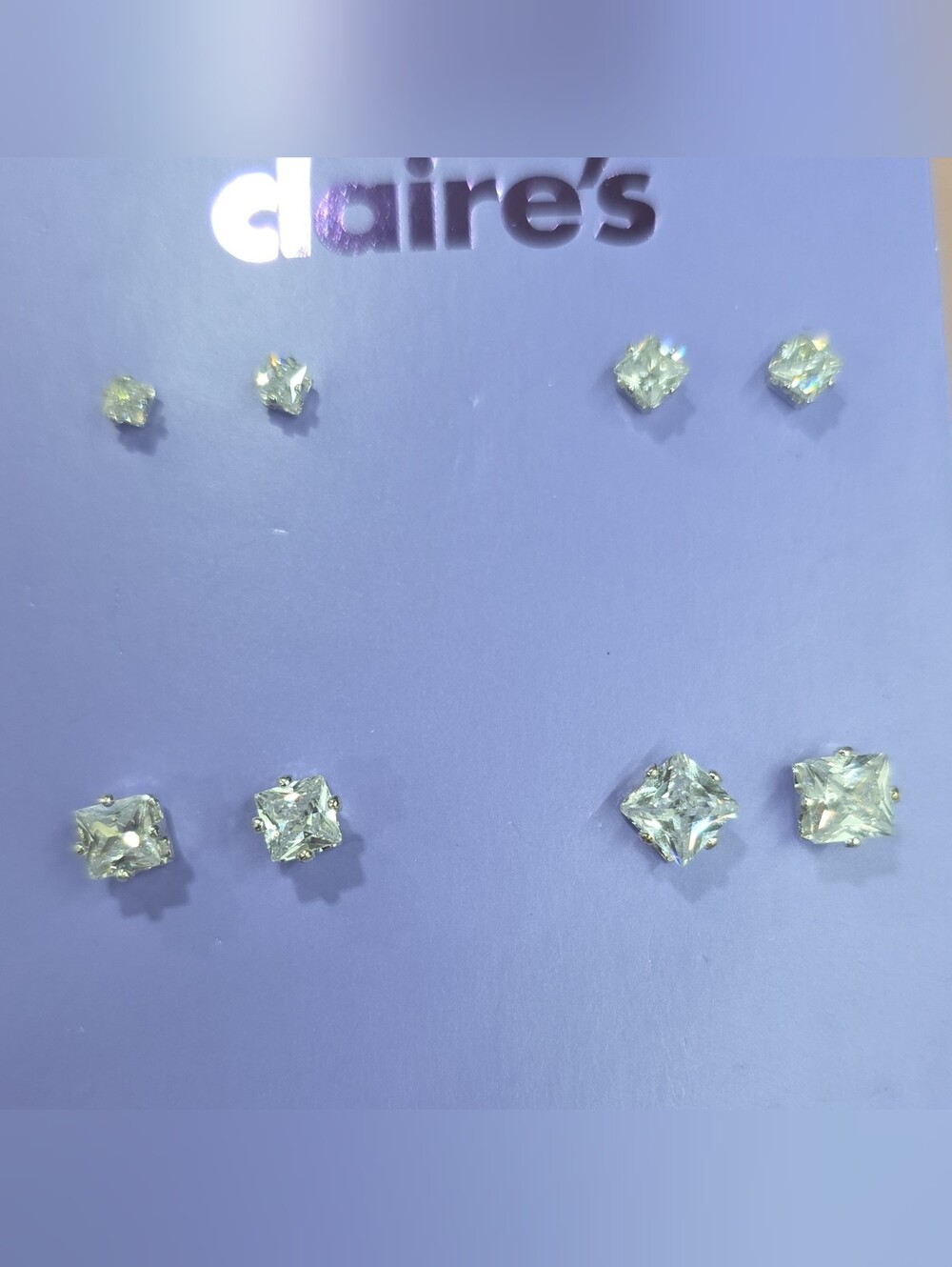 Claire's Silver-Tone Clear Stone Stud Earrings